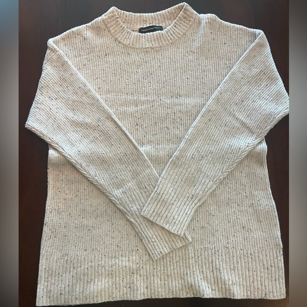 Something Navy Flecked Crewneck Sweater